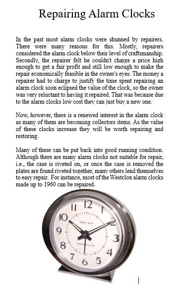 Repairing Alarm Clocks