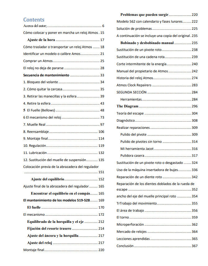 Manual de banco del reparador de relojes Atmos